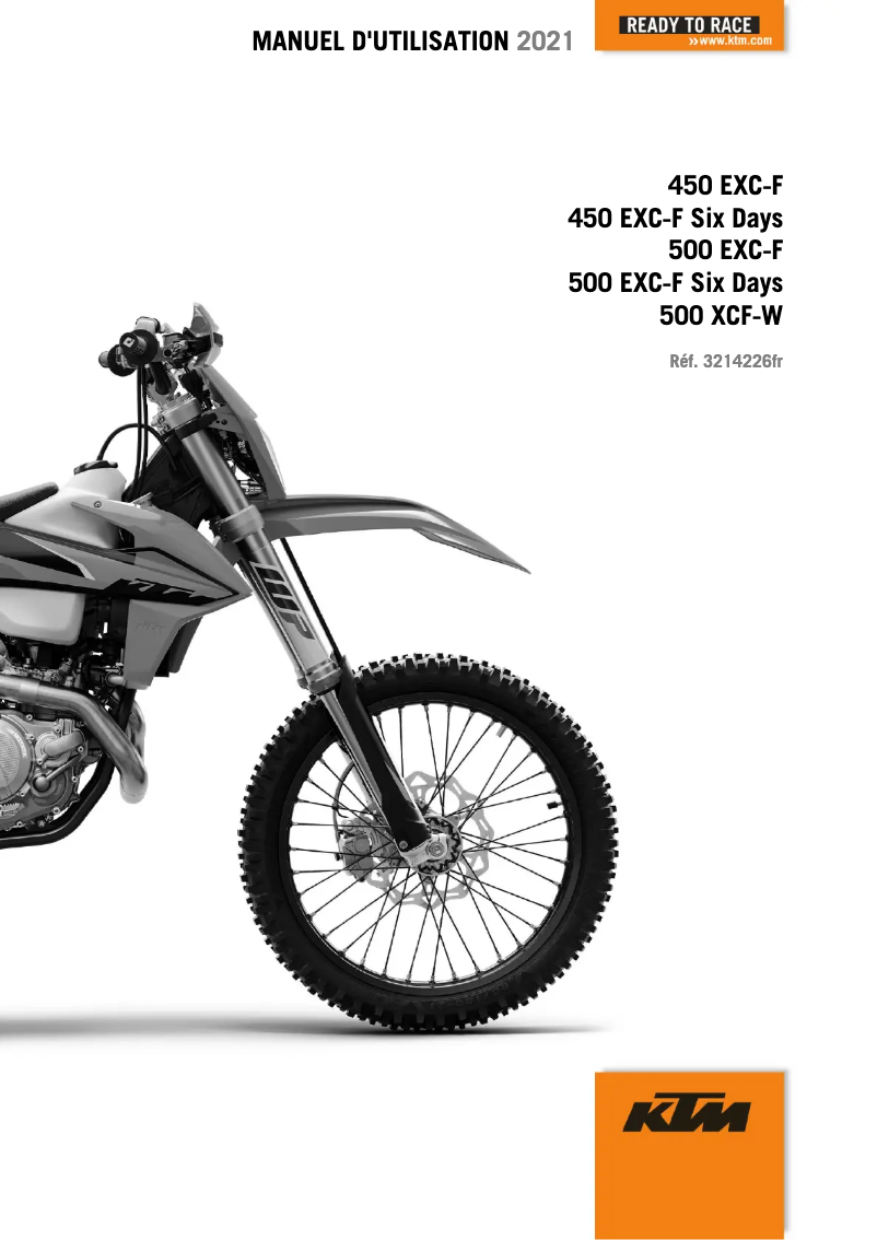 Page 1 de la notice Manuel utilisateur KTM 500 XCF-W (2021)