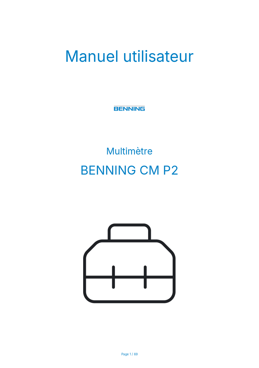 Page n°1 - Manuel utilisateur BENNING CM P2