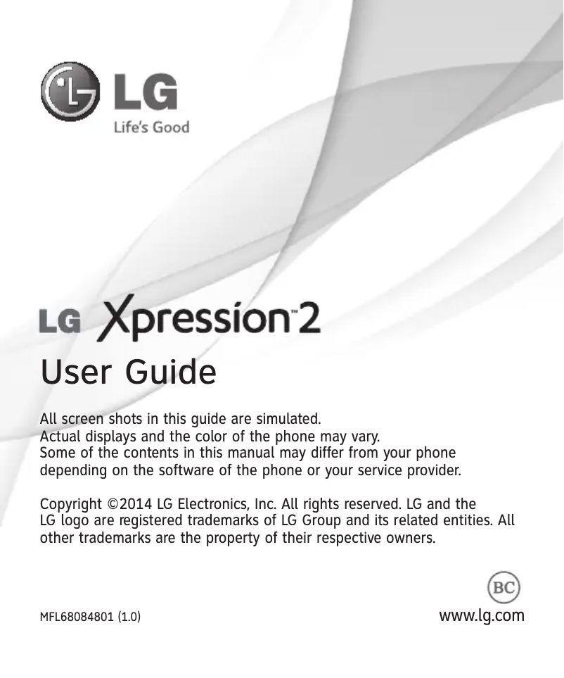 Page 1 de la notice Manuel utilisateur LG Xpression 2