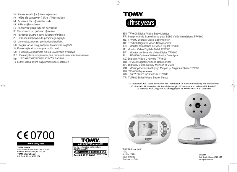 Page n°1 - Manuel utilisateur Tomy TFV600