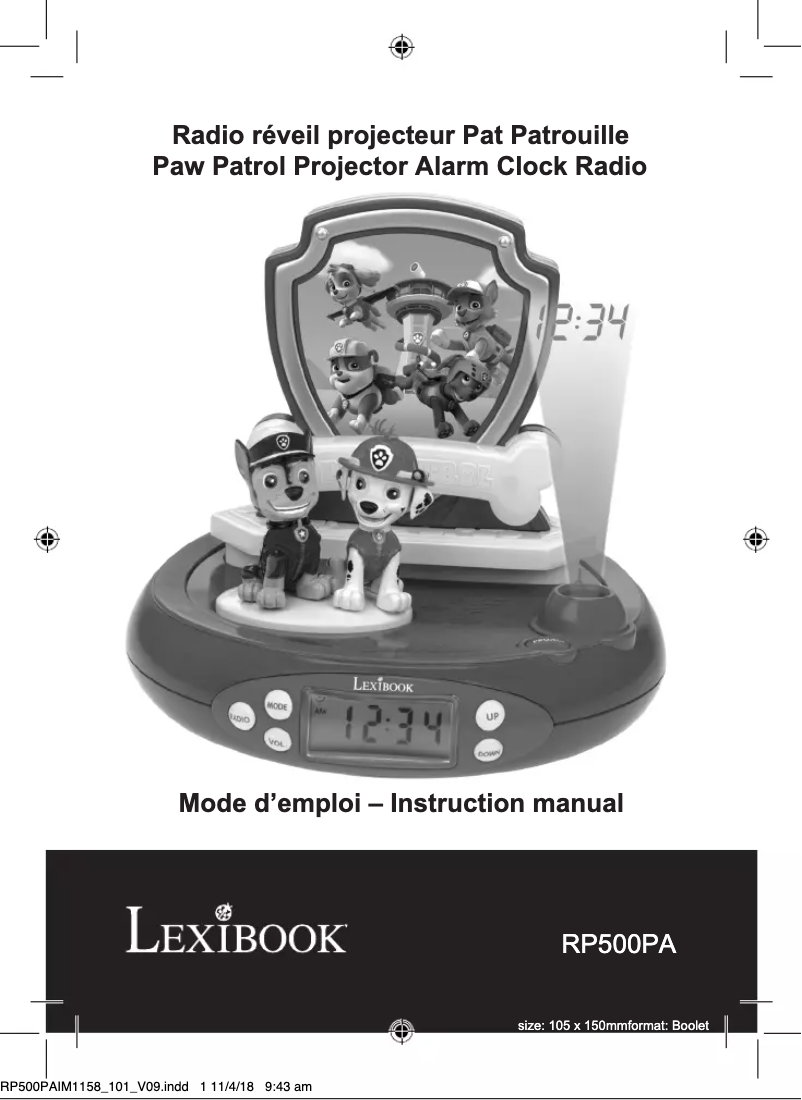 Page 1 de la notice Manuel utilisateur Lexibook Paw Patrol RP500PA