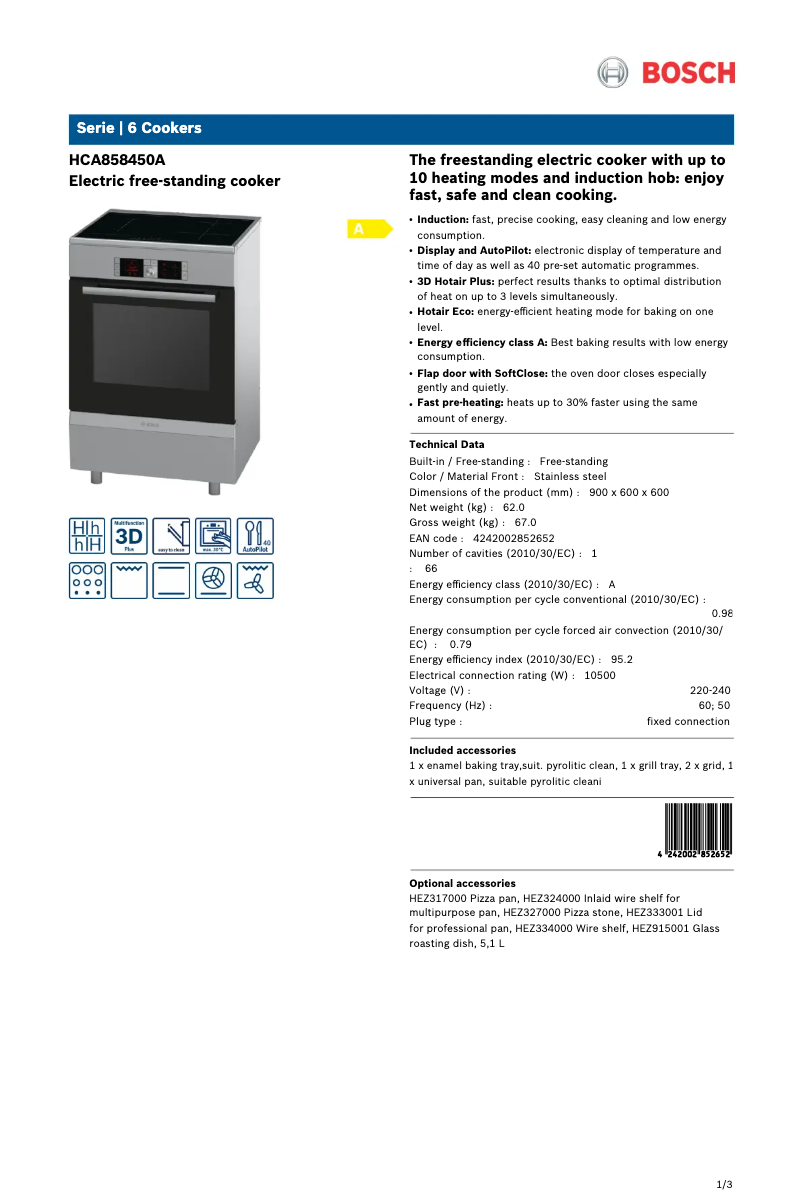 Image de la première page du manuel de l'appareil HCA858450A