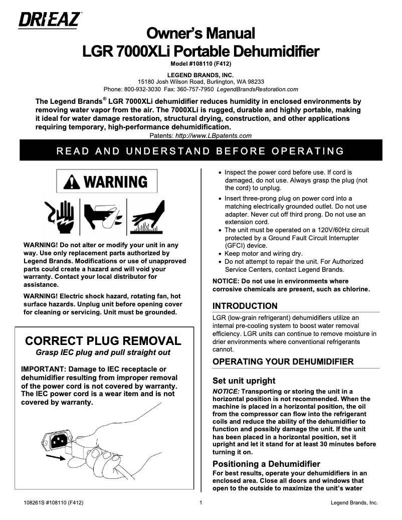 Image de la première page du manuel de l'appareil LGR 7000XLi