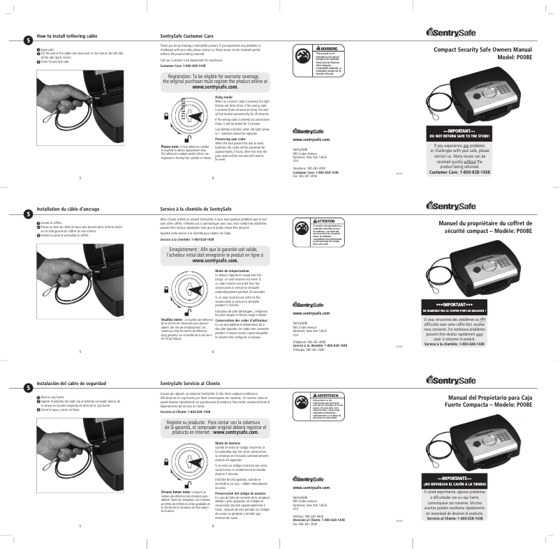 Image de la première page du manuel de l'appareil P008E