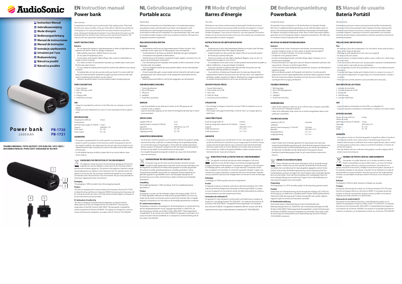 Page 1 de la notice Manuel utilisateur AudioSonic PB-1720