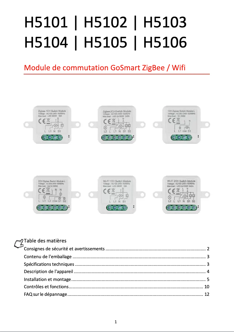 Image de la première page du manuel de l'appareil H5103