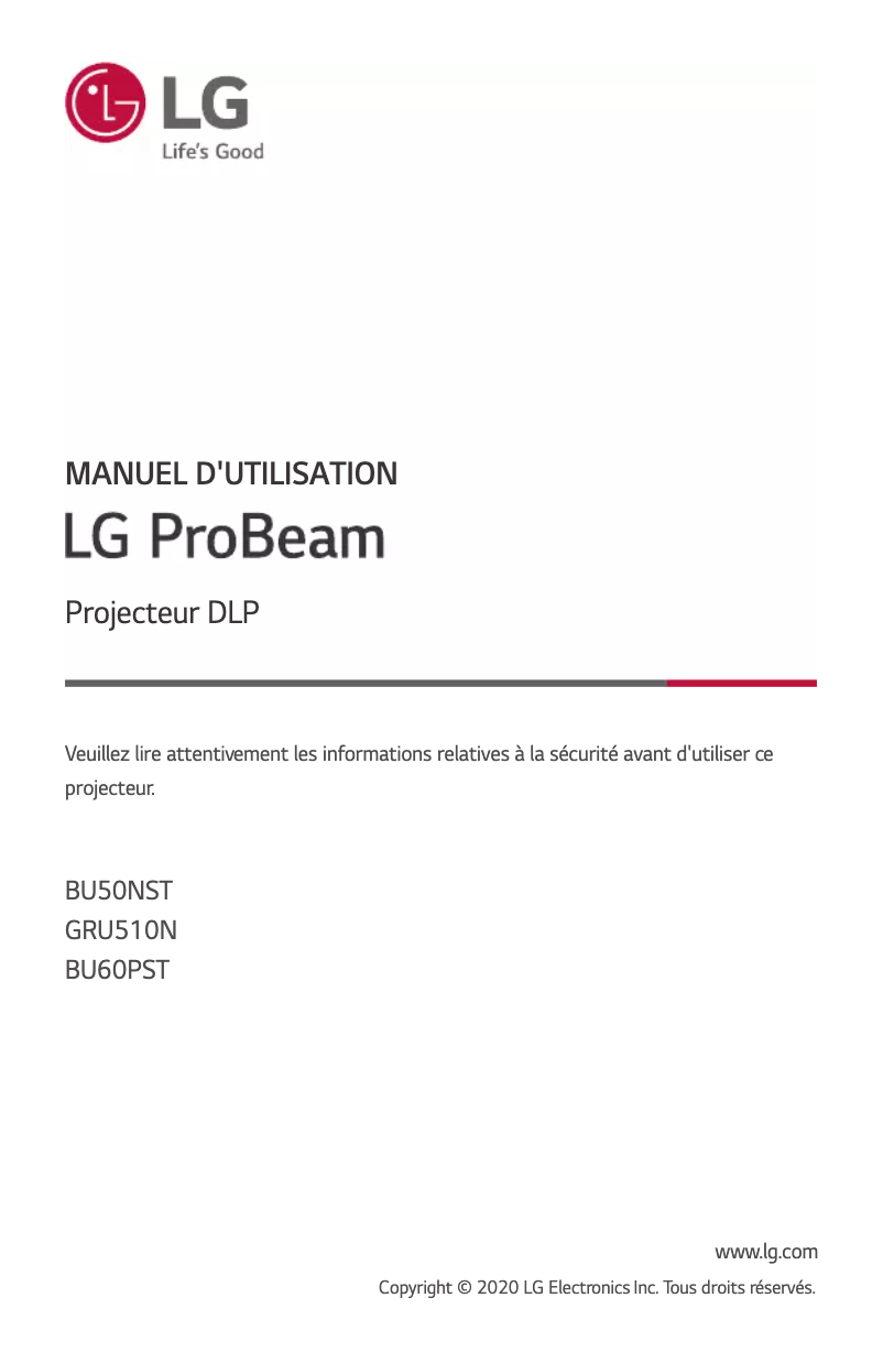 Page 1 de la notice Manuel utilisateur LG ProBeam BU50NST