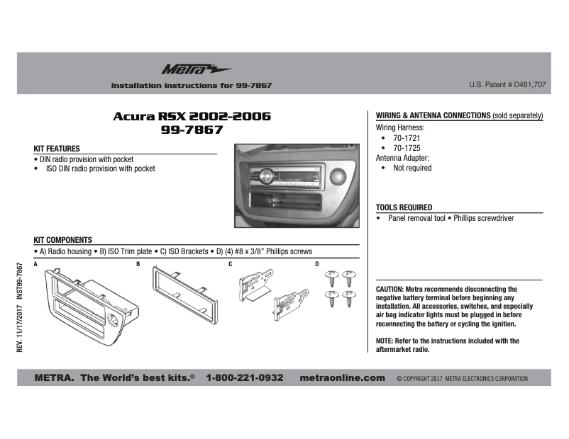 Page n°1 - Manuel utilisateur Metra 99-7867