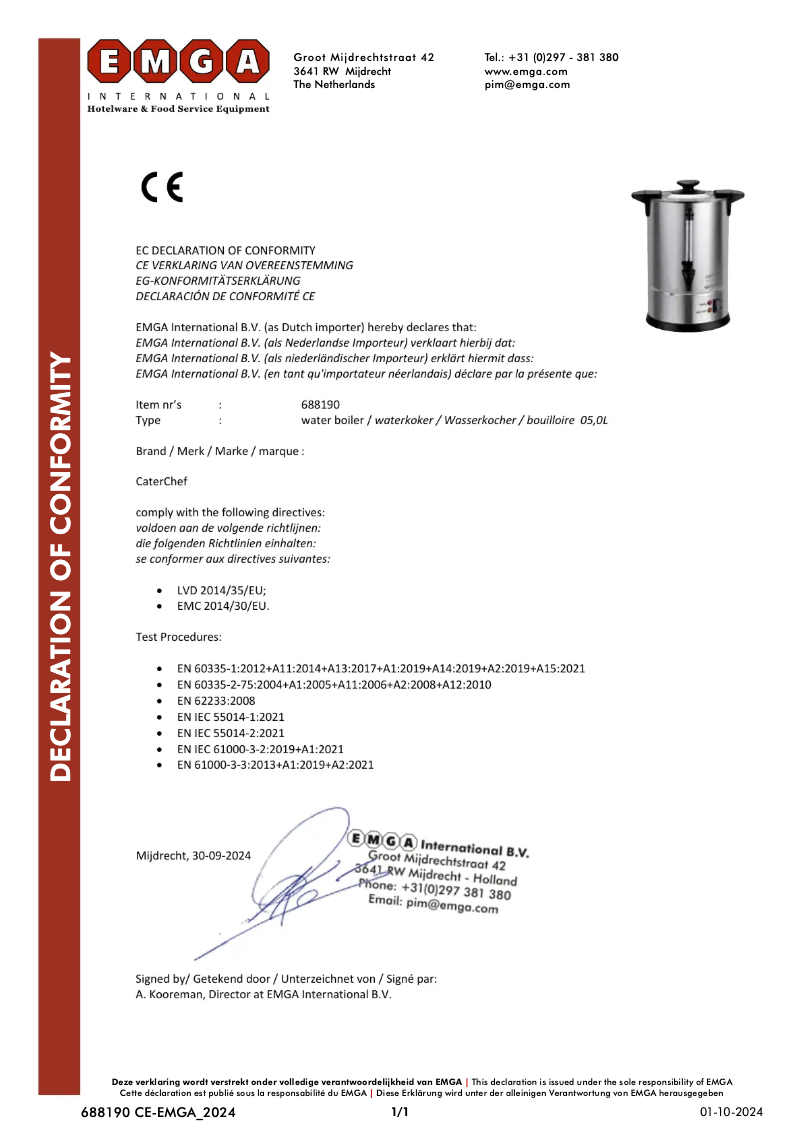 Page n°1 - Manuel utilisateur CaterChef 688190