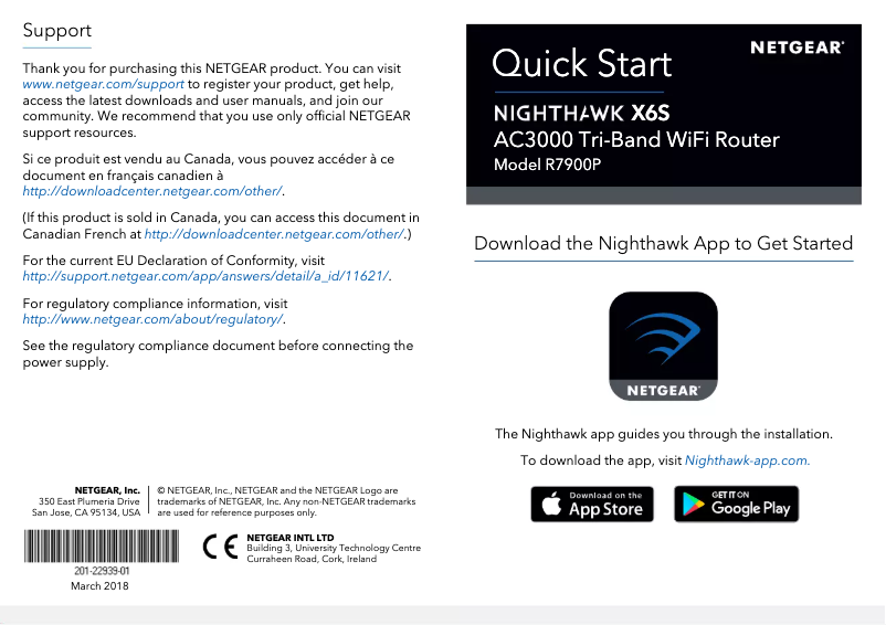 Page 1 de la notice Guide d'installation Netgear Nighthawk X6S R7900P