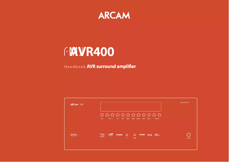 Page n°1 - Manuel utilisateur Arcam AVR400