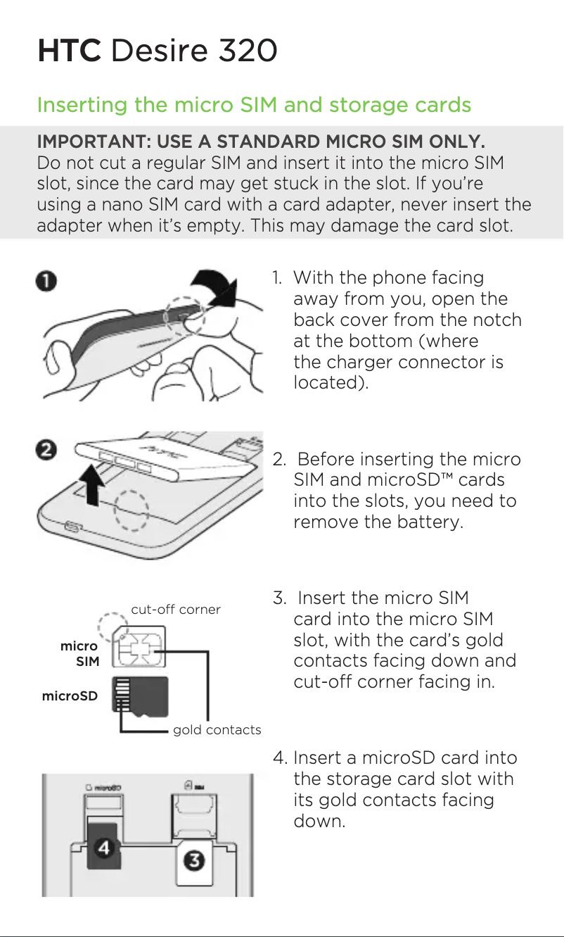 Page 1 de la notice Manuel utilisateur HTC Desire 320