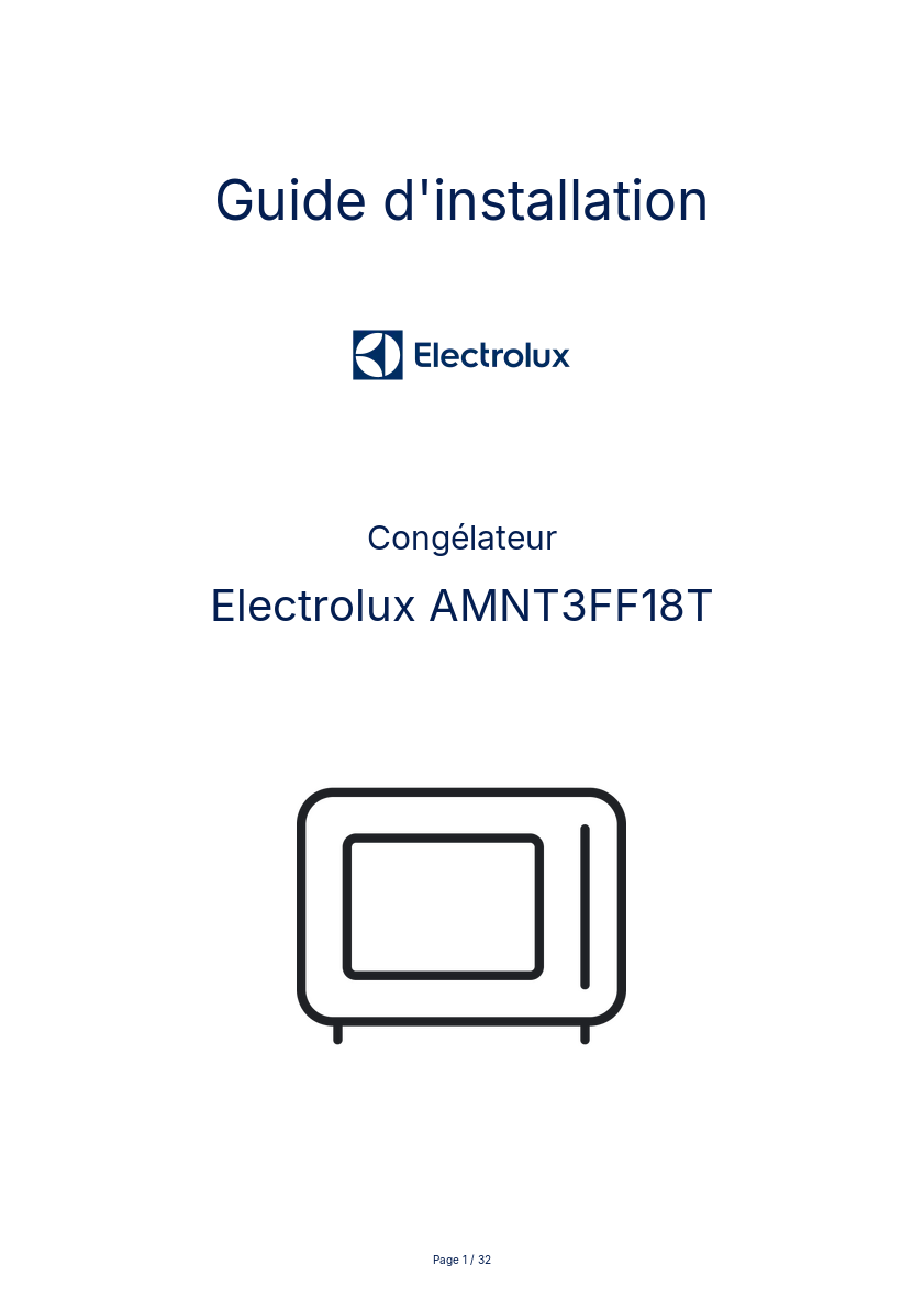 Image de la première page du manuel de l'appareil AMNT3FF18T