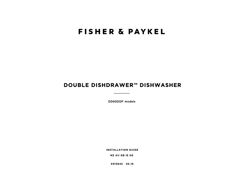 Page n°1 - Guide d'installation Fisher & Paykel DD60SDFX9
