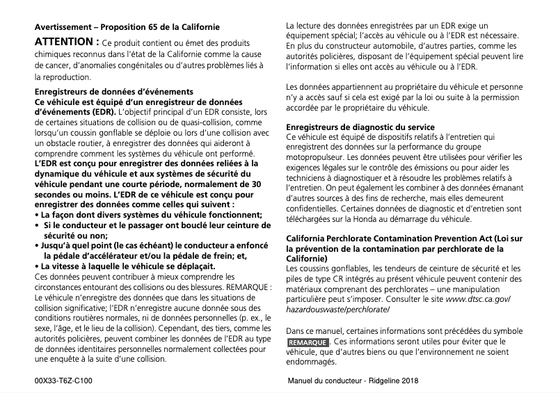 Imagen de la primera página del manual del dispositivo Ridgeline (2018)