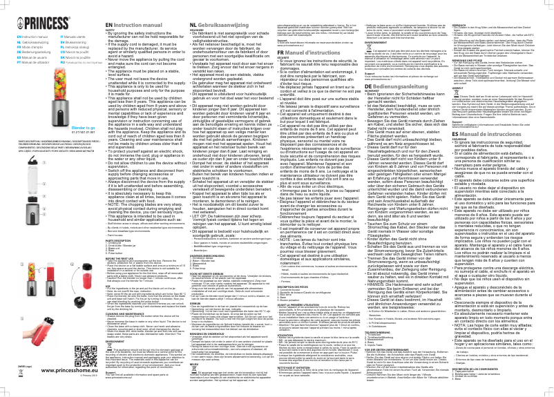 Página 1 del manual Manual de usuario Princess Blender to go 217401