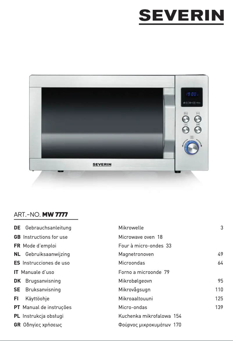Page n°1 - Manuel utilisateur Severin MW 7777
