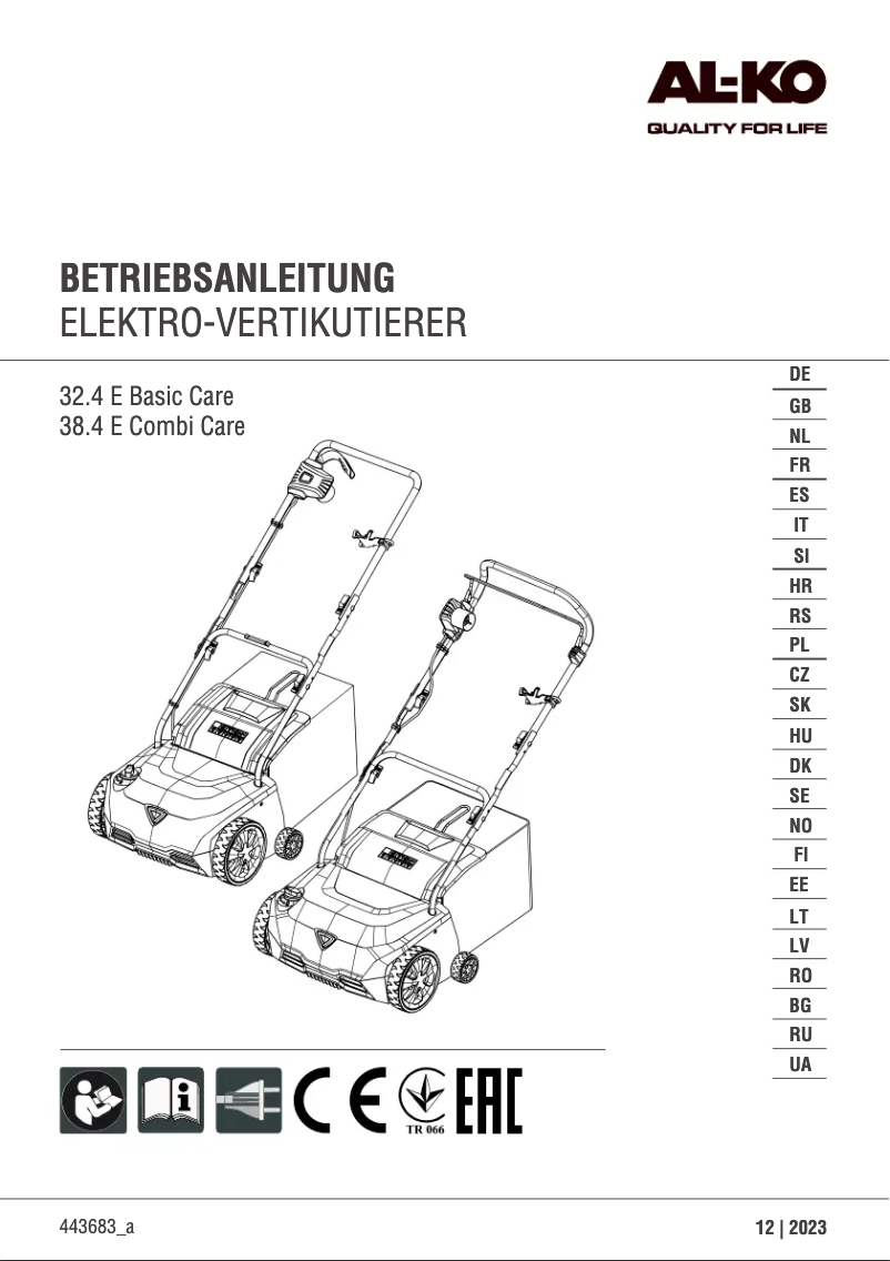 Page n°1 - Manuel utilisateur AL-KO 38.4 E Combi Care