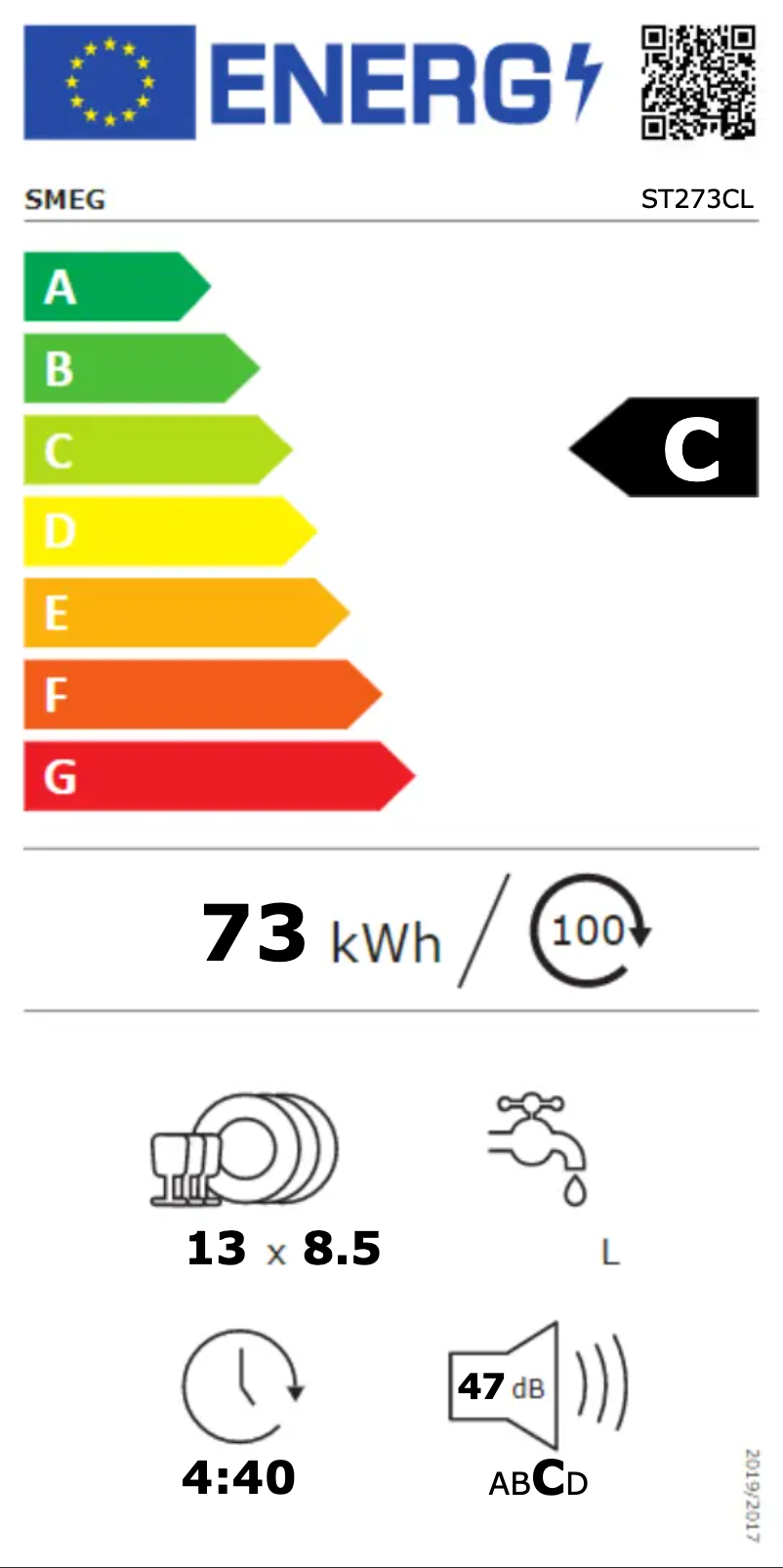 Page 1 de la notice Label énergétique Smeg ST273CL