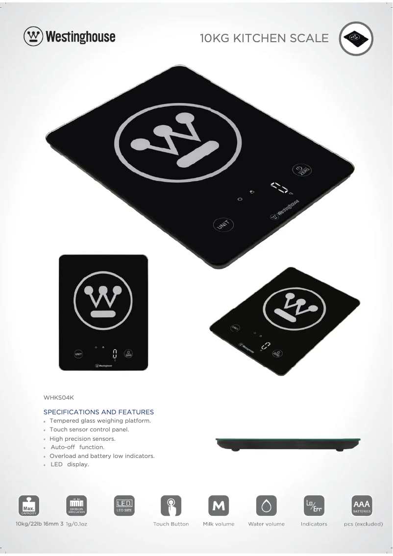 Page 1 de la notice Fiche technique Westinghouse WHKS04K