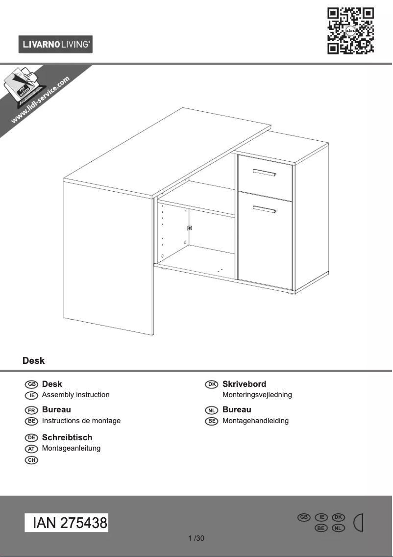 Page 1 de la notice Manuel utilisateur Livarno Lux IAN 275438