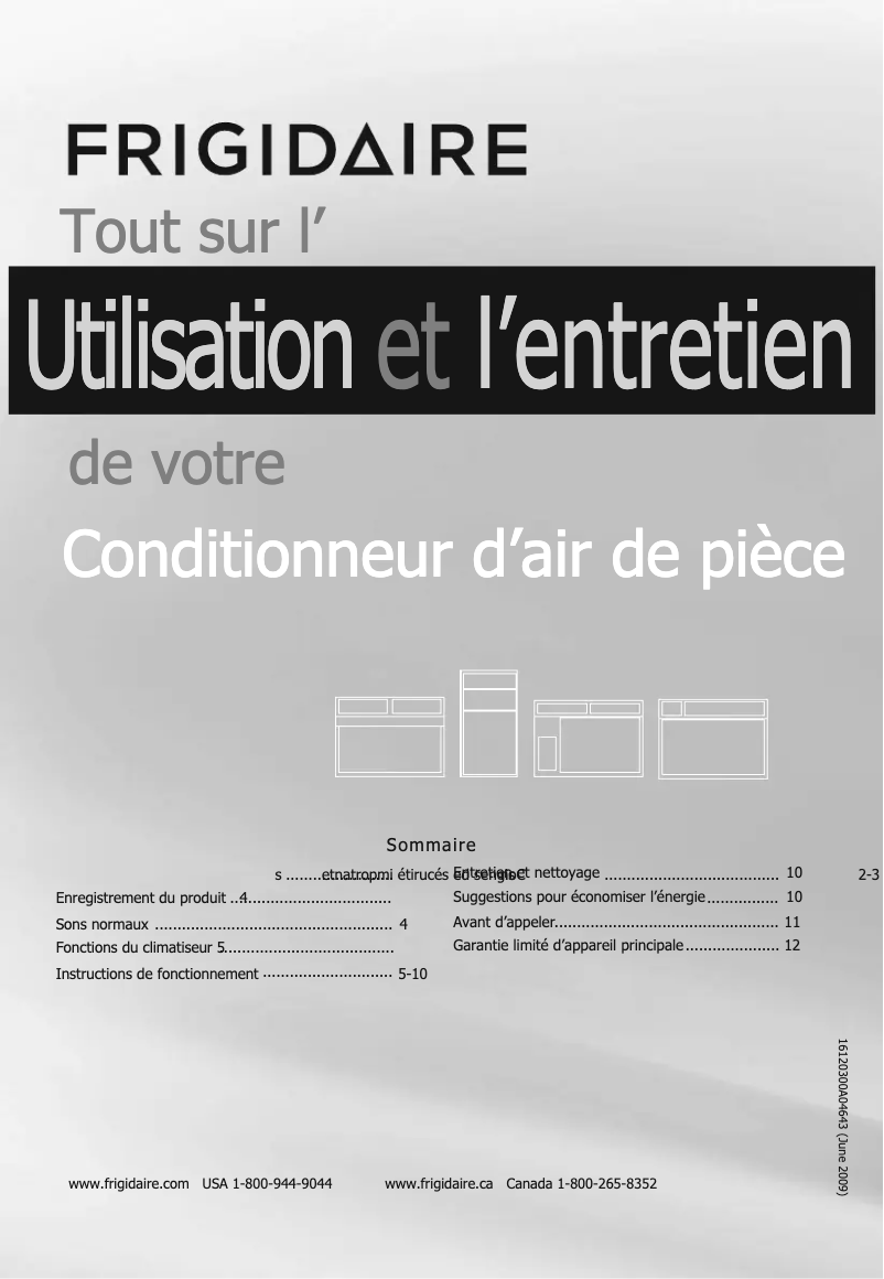Page 1 de la notice Manuel utilisateur Frigidaire FFTH1222R2