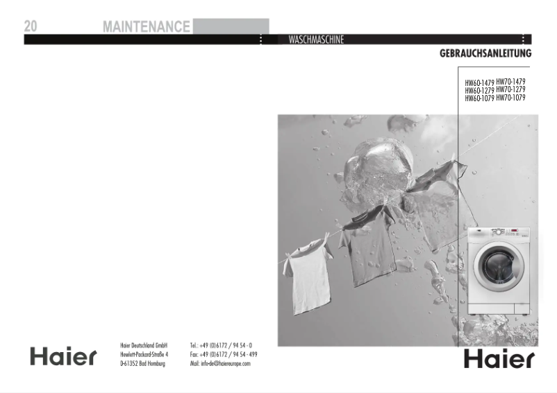 Page 1 de la notice Manuel utilisateur Haier HW70-1279