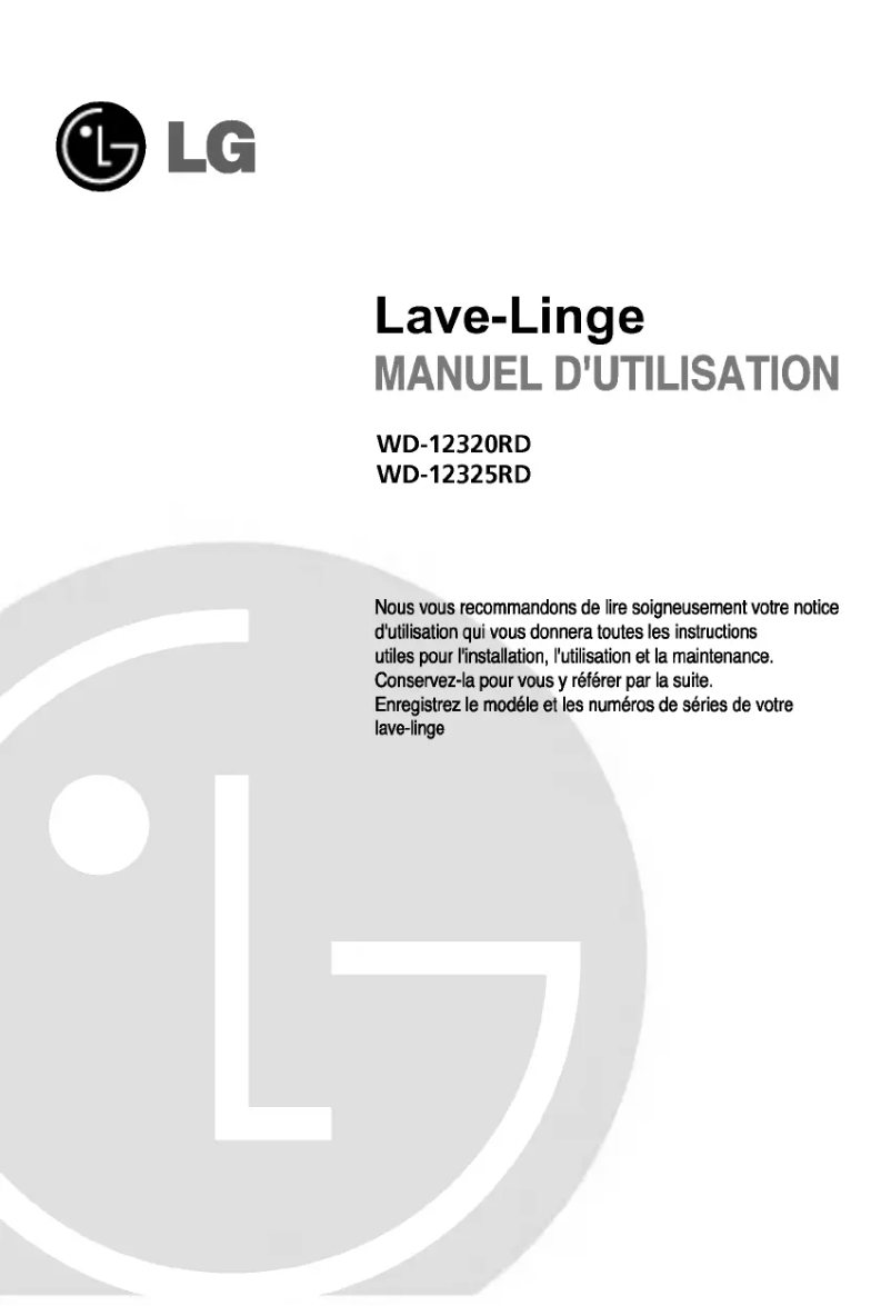 Page 1 de la notice Manuel utilisateur LG WD-12320RD