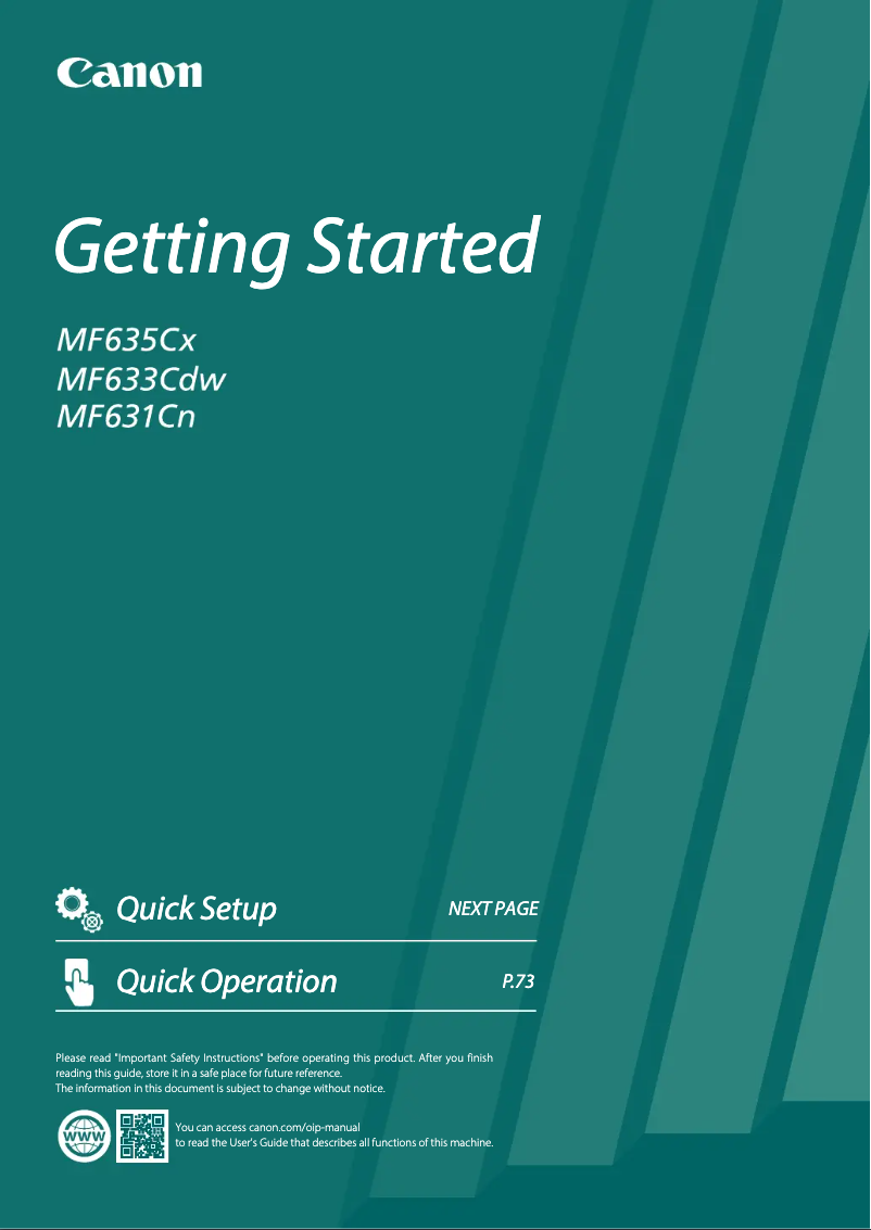 Page 1 de la notice Manuel utilisateur Canon i-SENSYS MF633Cdw