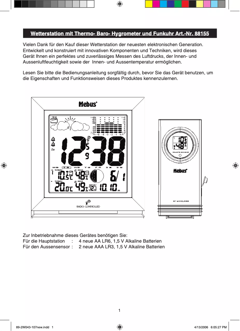 Page 1 de la notice Manuel utilisateur Mebus 40409