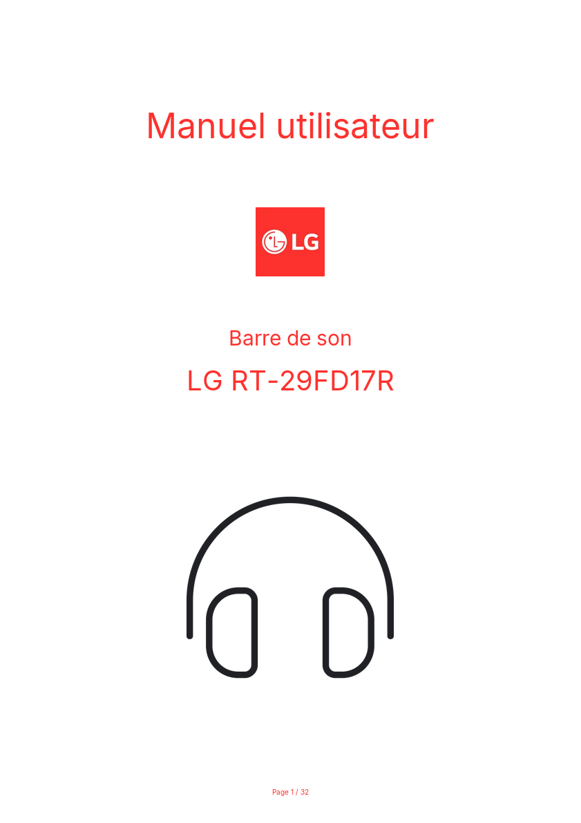 Page n°1 - Manuel utilisateur LG RT-29FD17R