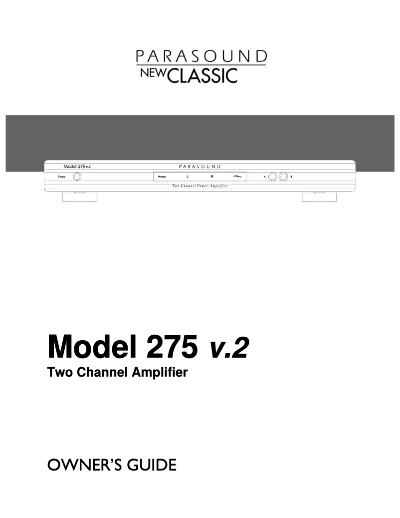 Page 1 de la notice Manuel utilisateur Parasound NewClassic 275 v.2