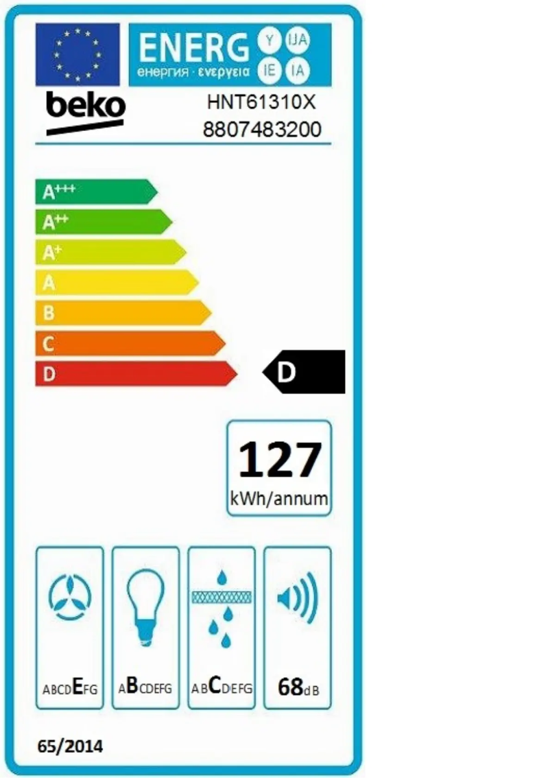 Page n°1 - Label énergétique Beko HNT61310X