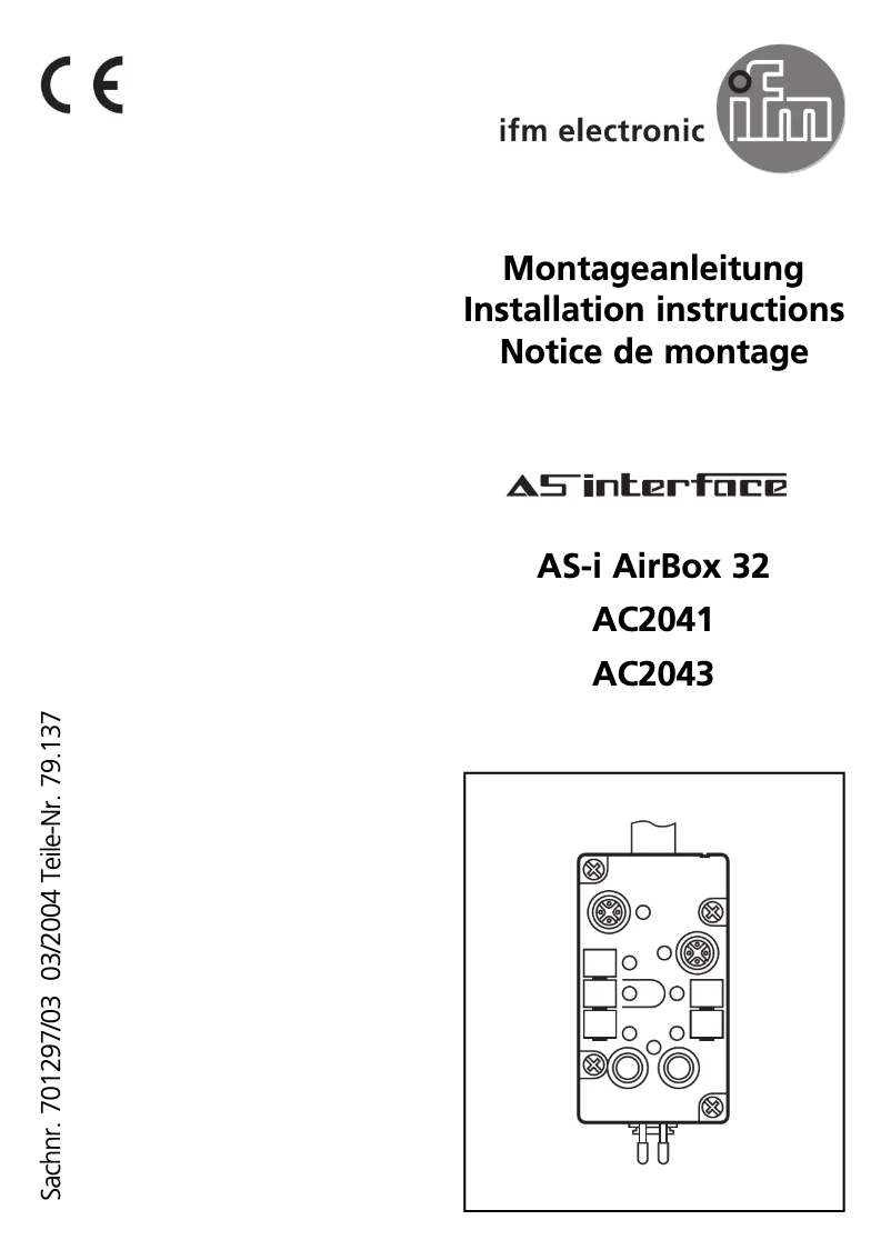 Page n°1 - Manuel utilisateur IFM AC2041