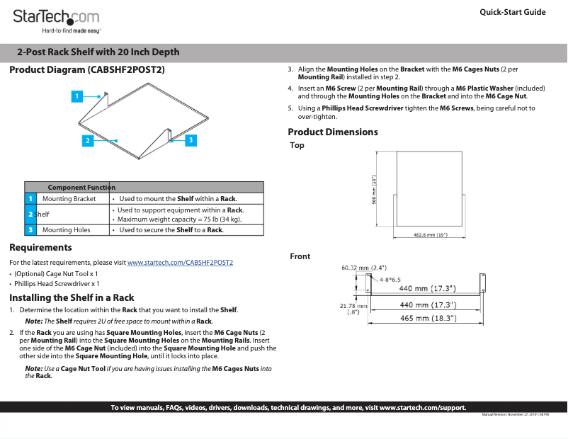 Página 1 del manual Manual de usuario StarTech.com CABSHF2POST2