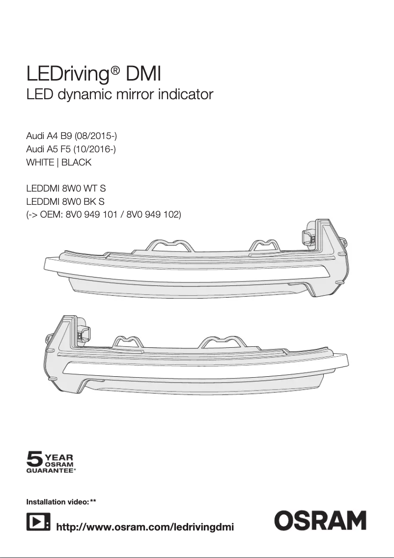 Page 1 de la notice Instructions / montage Osram LEDriving DMI