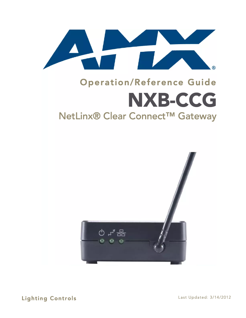 Page 1 de la notice Manuel utilisateur AMX NXB-CCG