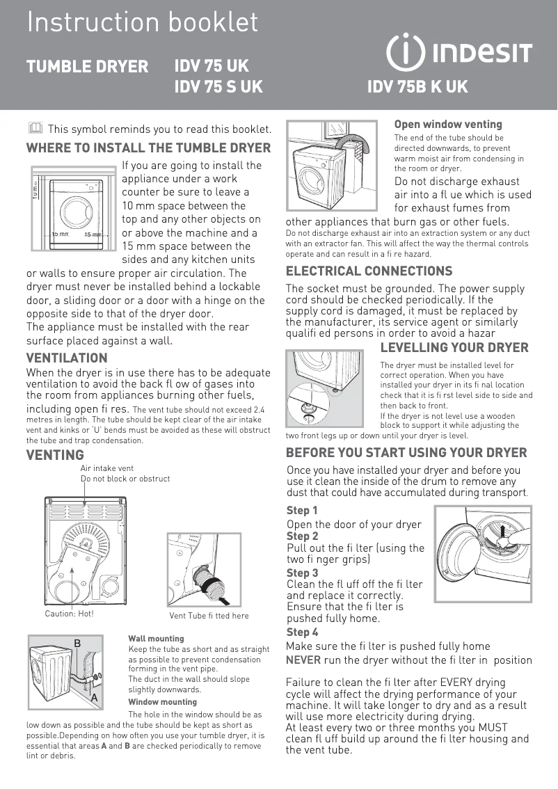 Imagen de la primera página del manual del dispositivo IDV 75 B K (UK)