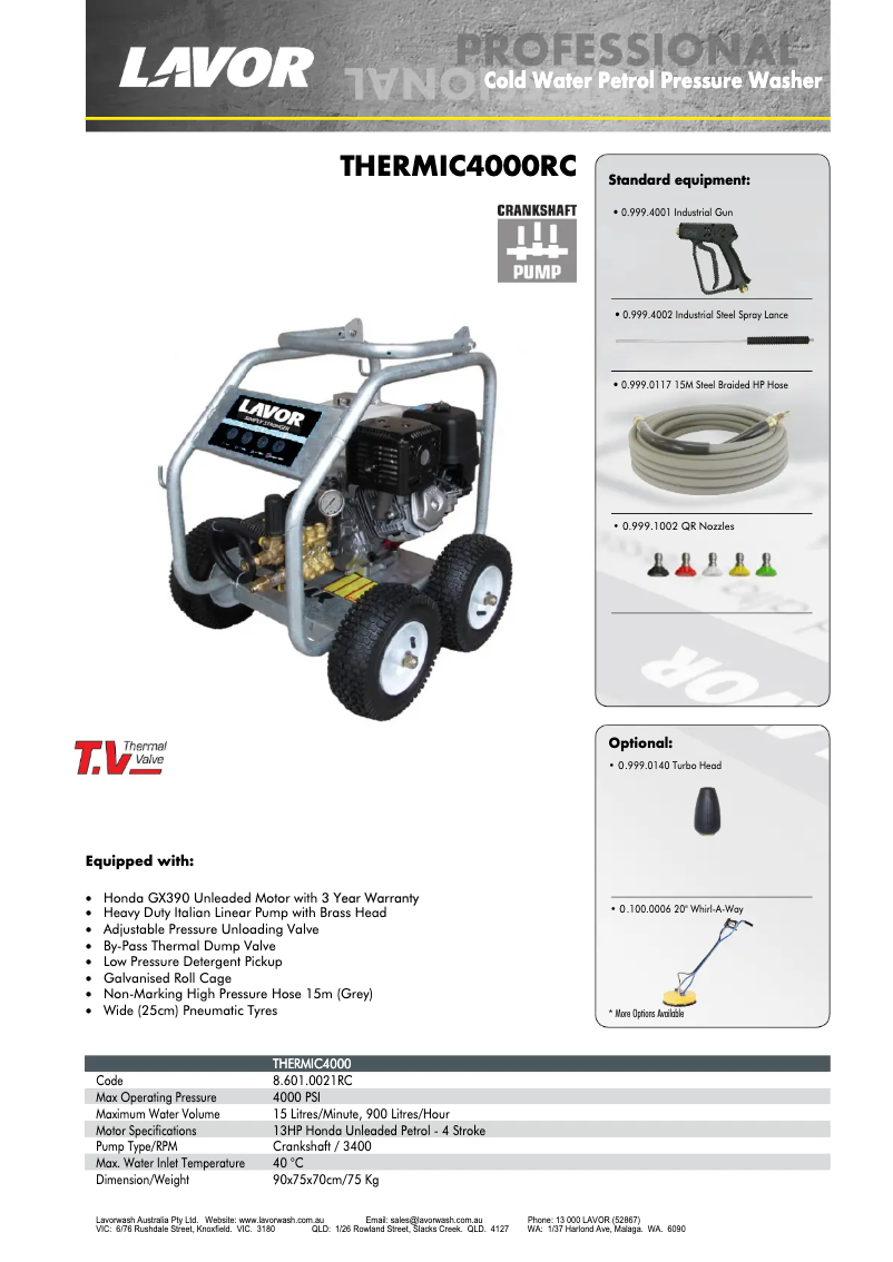 Page 1 de la notice Manuel utilisateur Lavorwash THERMIC4000RC