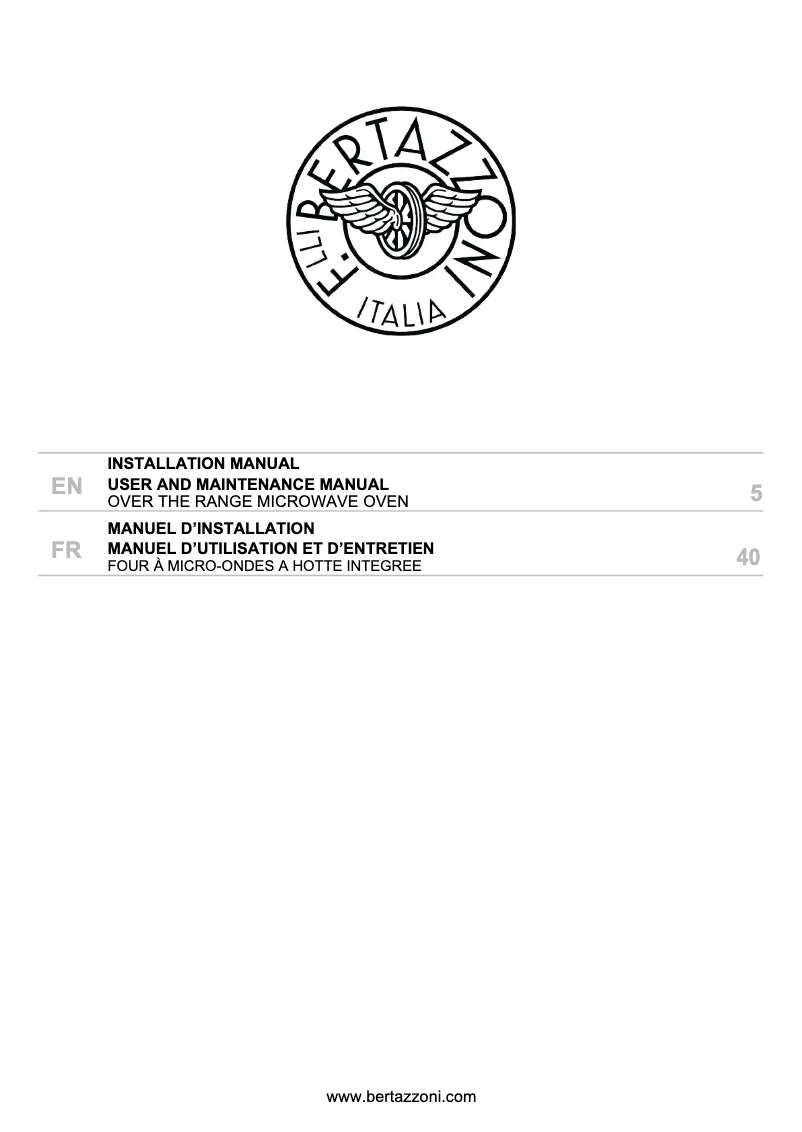 Page n°1 - Manuel utilisateur Bertazzoni KOTR30XV
