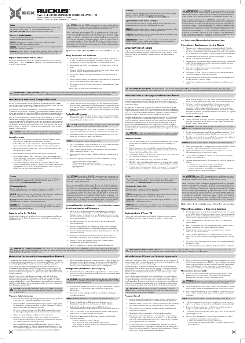 Page n°1 - Manuel utilisateur ECX ECX03016