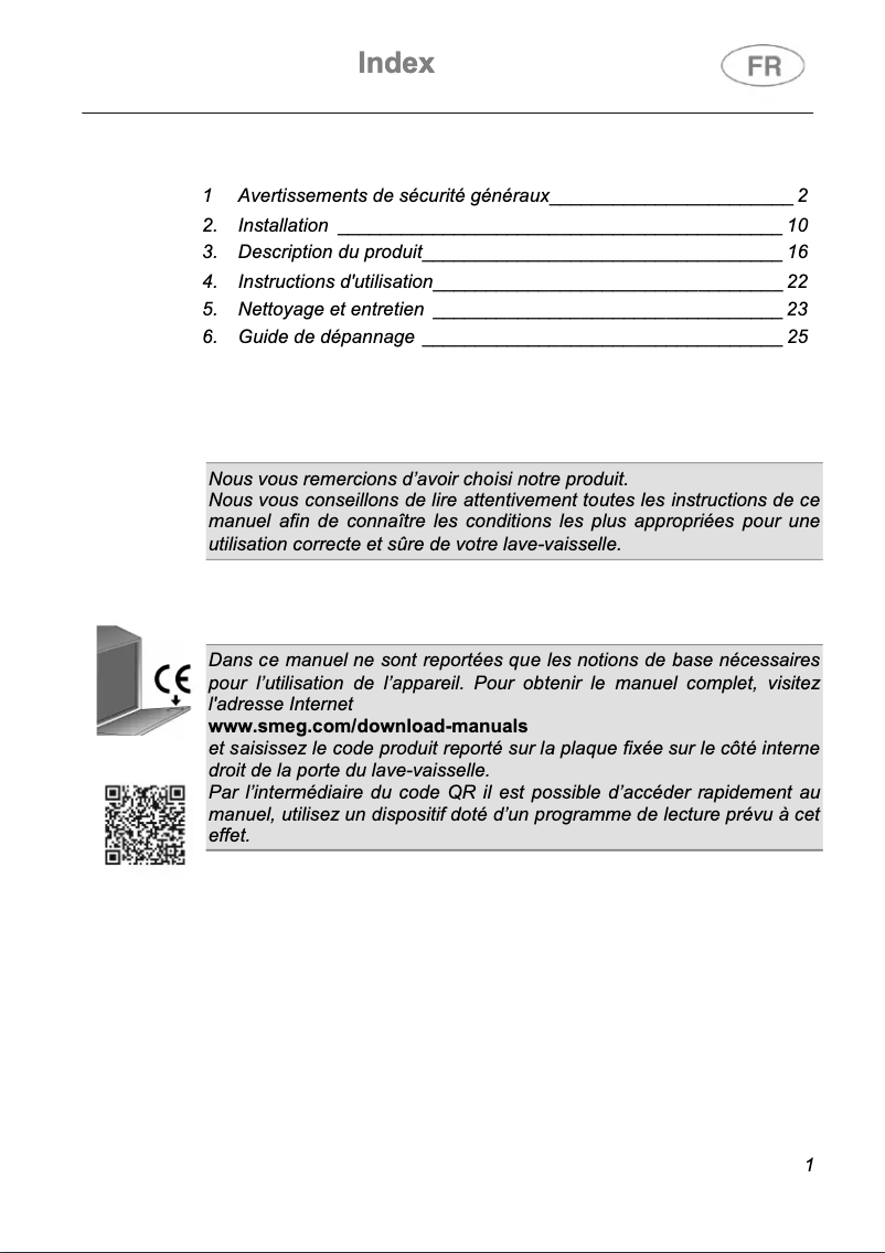Page 1 de la notice Manuel utilisateur Smeg STX235CLLO