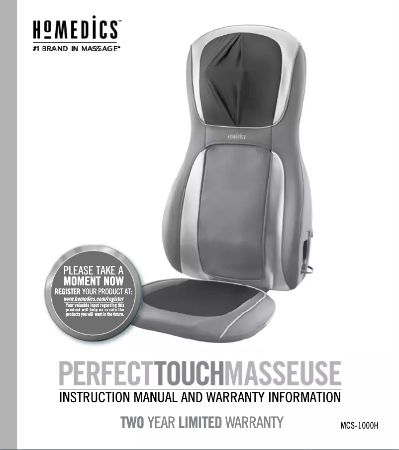 Page 1 de la notice Manuel utilisateur Homedics MCS-1000H