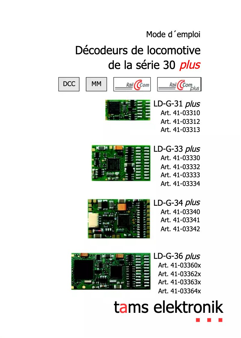 Page n°1 - Manuel utilisateur Tams Elektronik LD-G-31