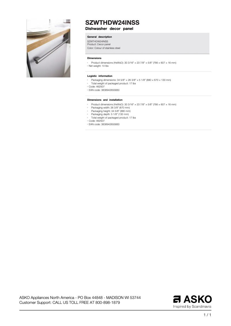 Image de la première page du manuel de l'appareil SZWTHDW24INSS