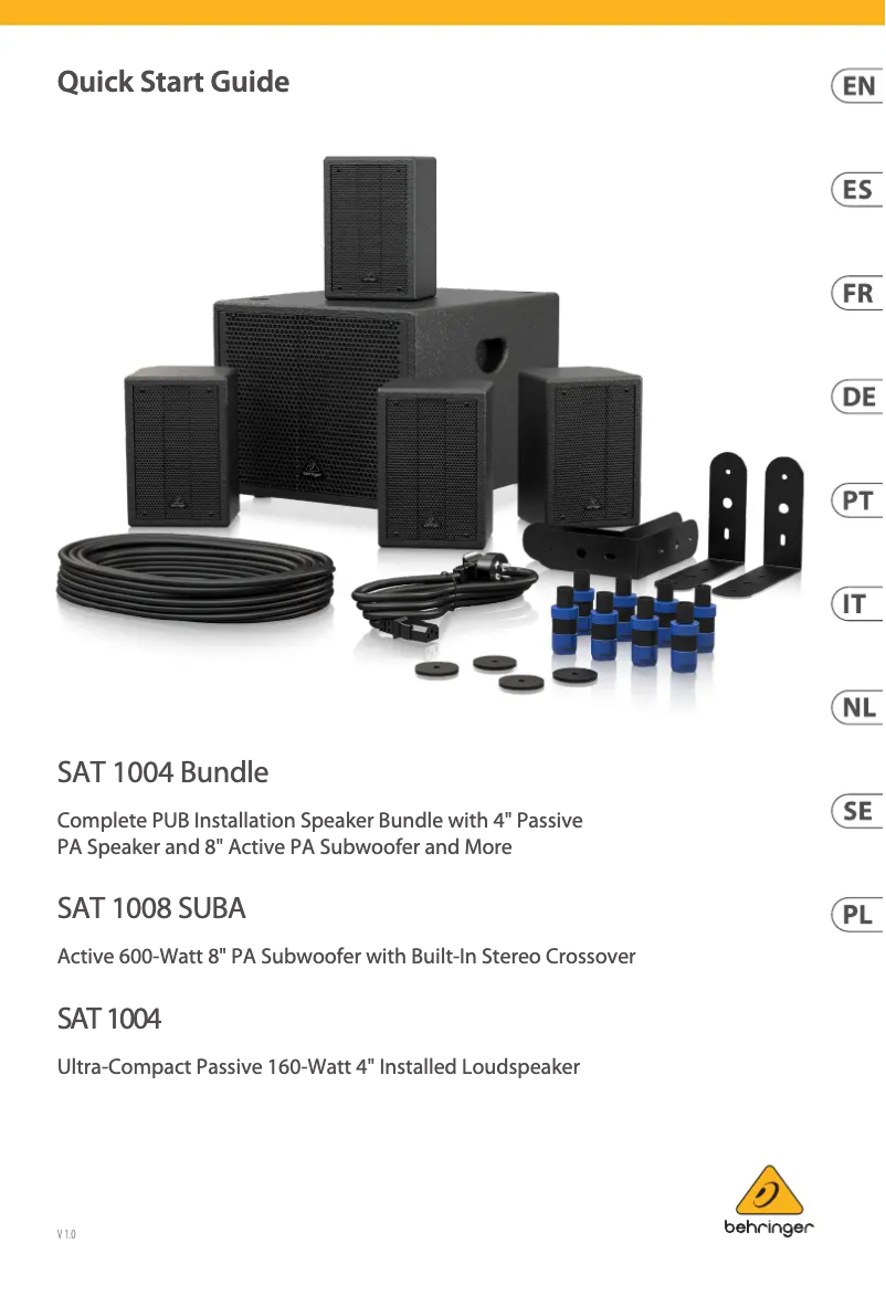 Page n°1 - Manuel utilisateur Behringer SAT 1008 SUBA