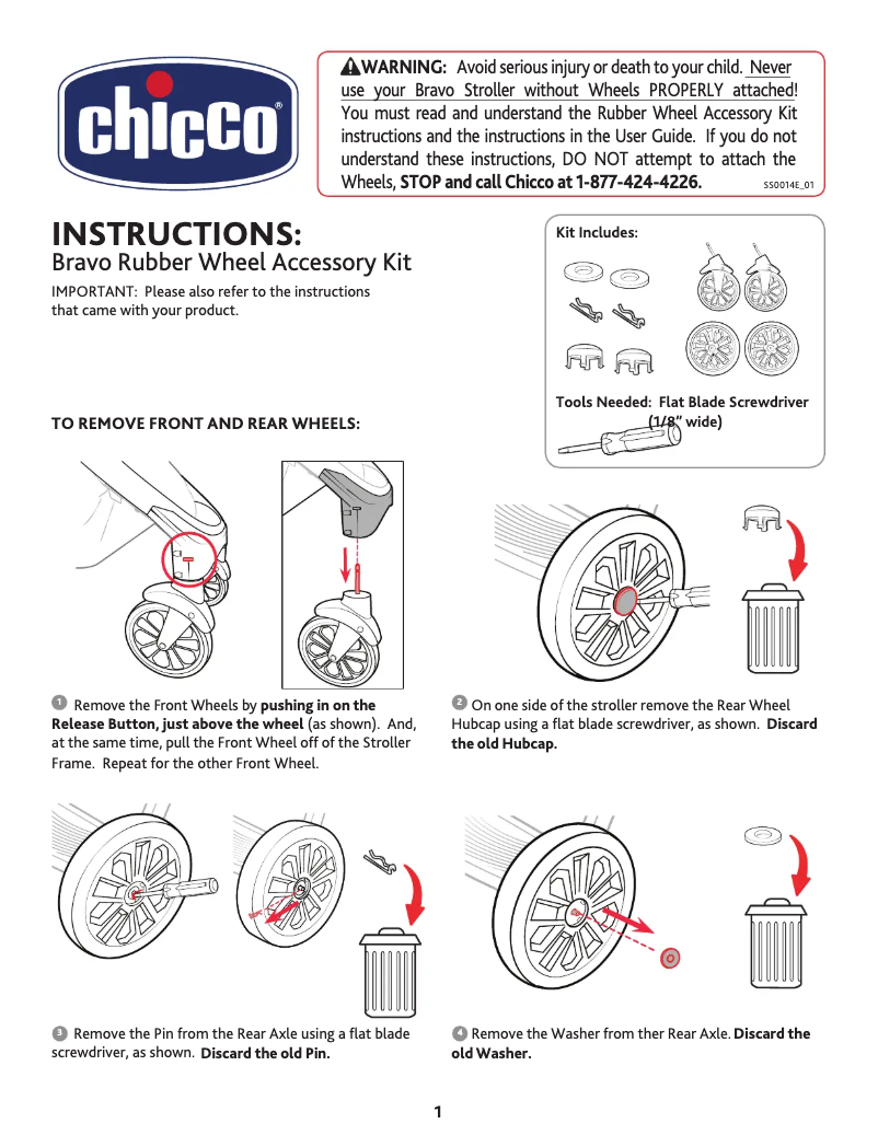 Page 1 de la notice Manuel utilisateur Chicco Bravo Rubber Wheel Kit
