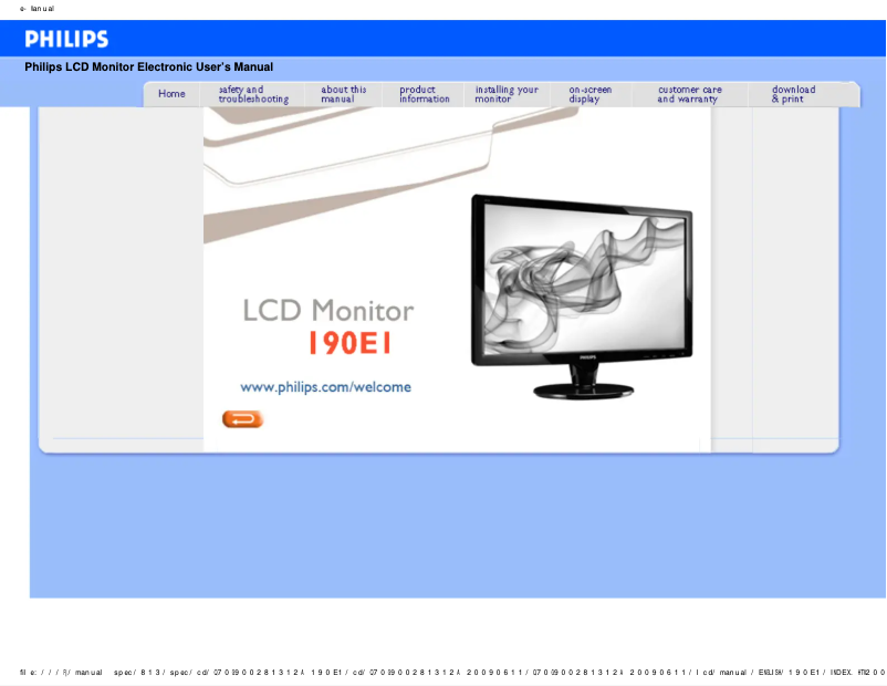 Image de la première page du manuel de l'appareil 190E1SB