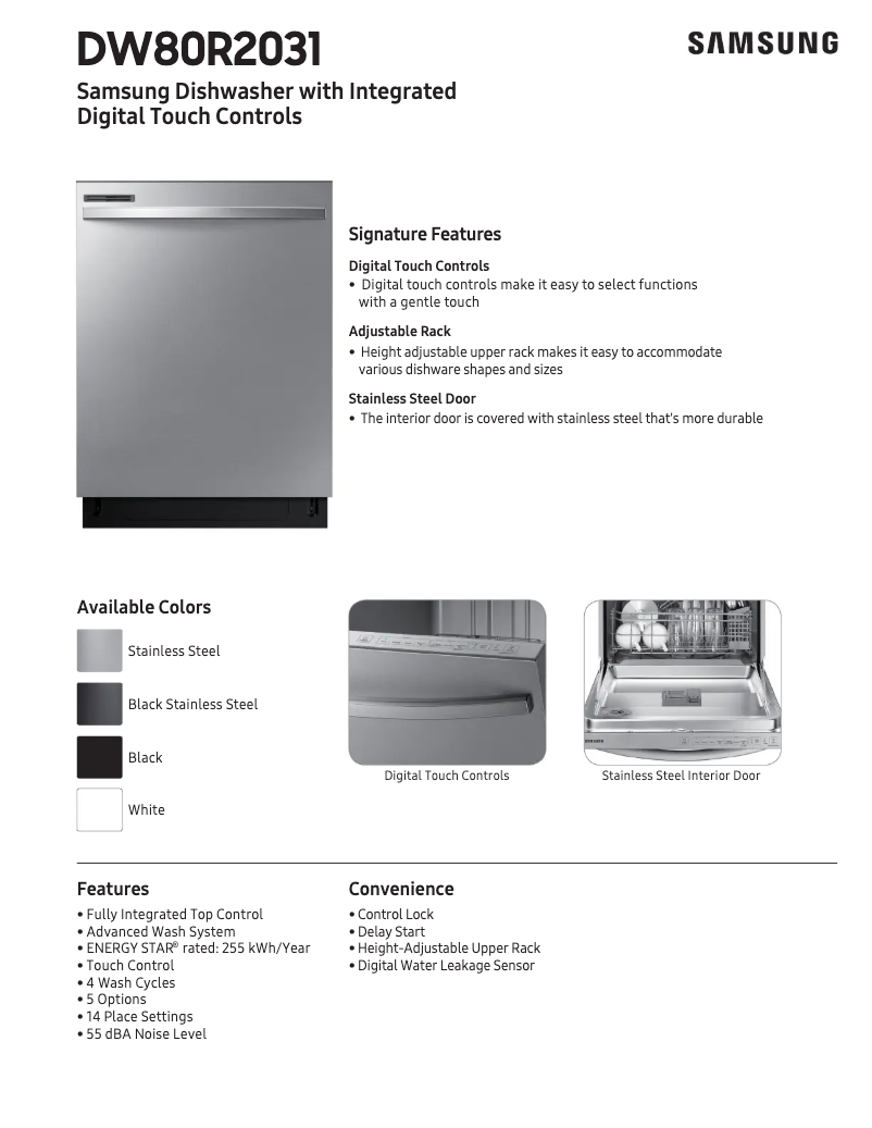 Image de la première page du manuel de l'appareil DW80R2031UG