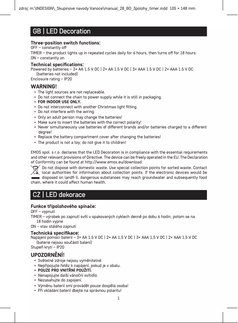 Page 1 de la notice Manuel utilisateur Emos DCLW28